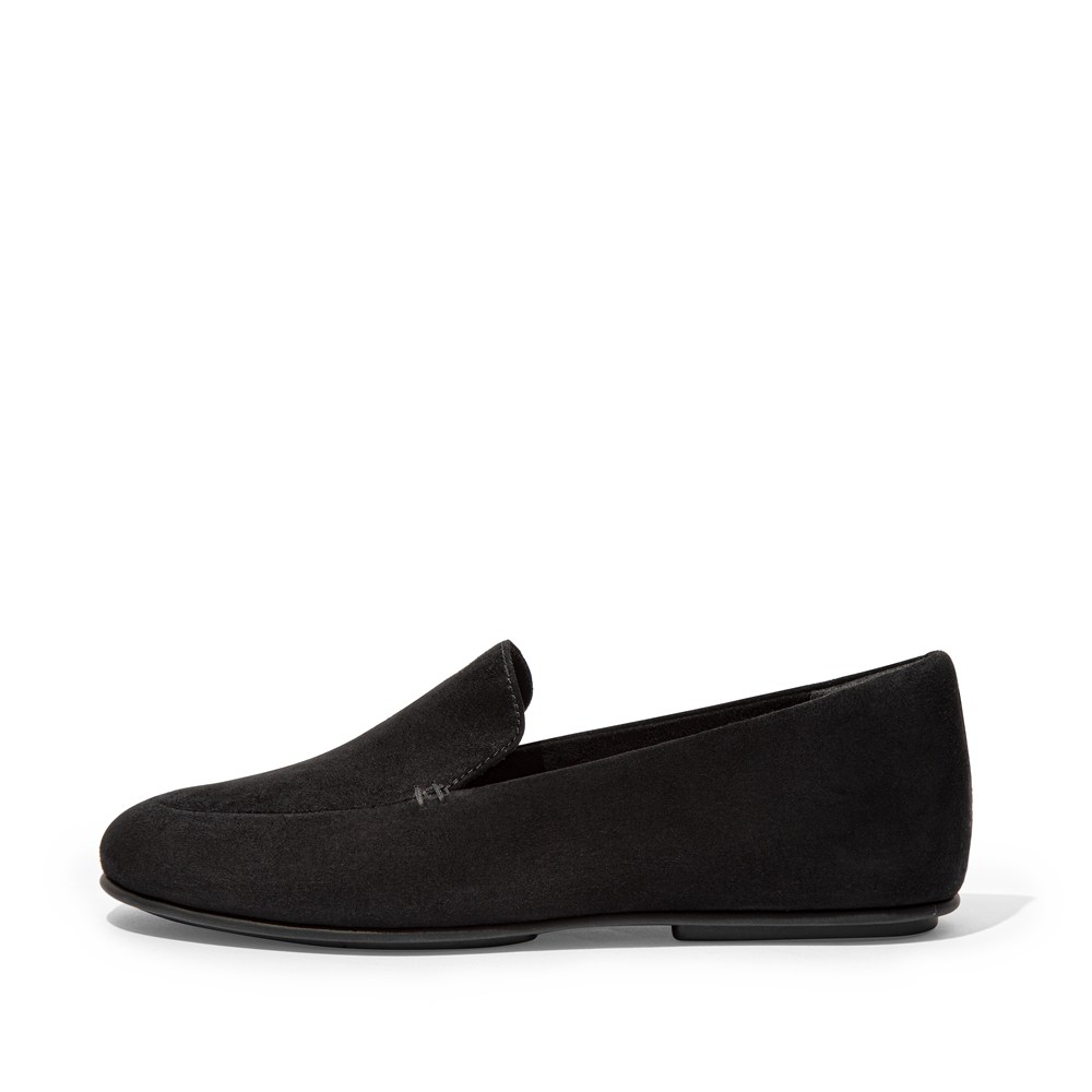 Fitflop Womens Loafers Black - Lena Suede - 90UHCROFZ